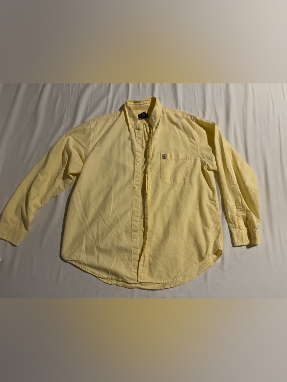 Vintage Polo by Ralph Lauren Men's Pale Yellow Button-Down Shirt